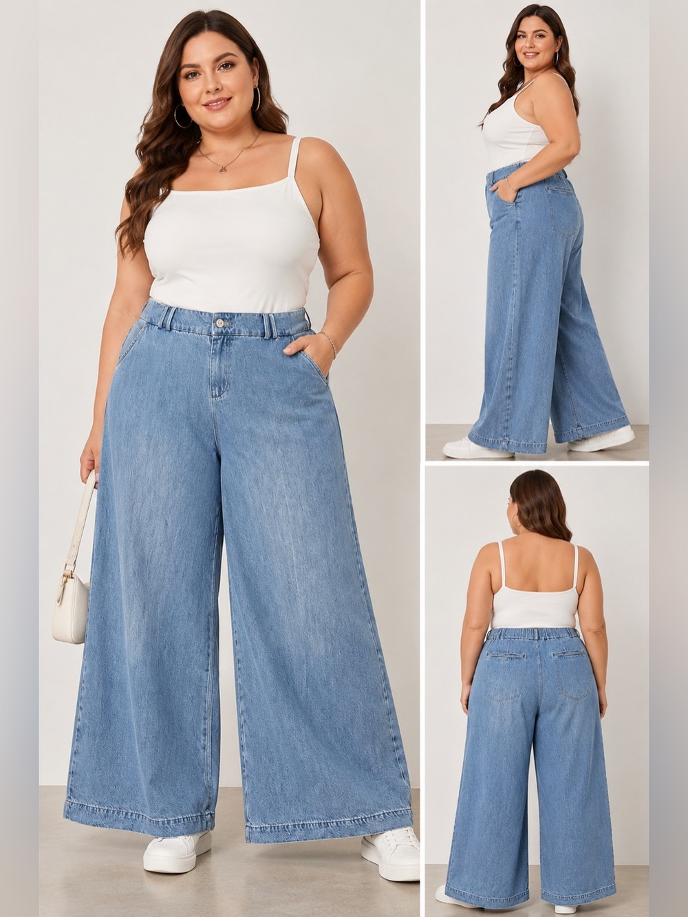 Happily Grey Women’s Wide Leg Denim Pants Size 13/31 Blue High Rise Lyocell - Picture 1 of 11